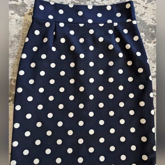 Navy and White Polka Dot Skirt - Picture 1 of 4